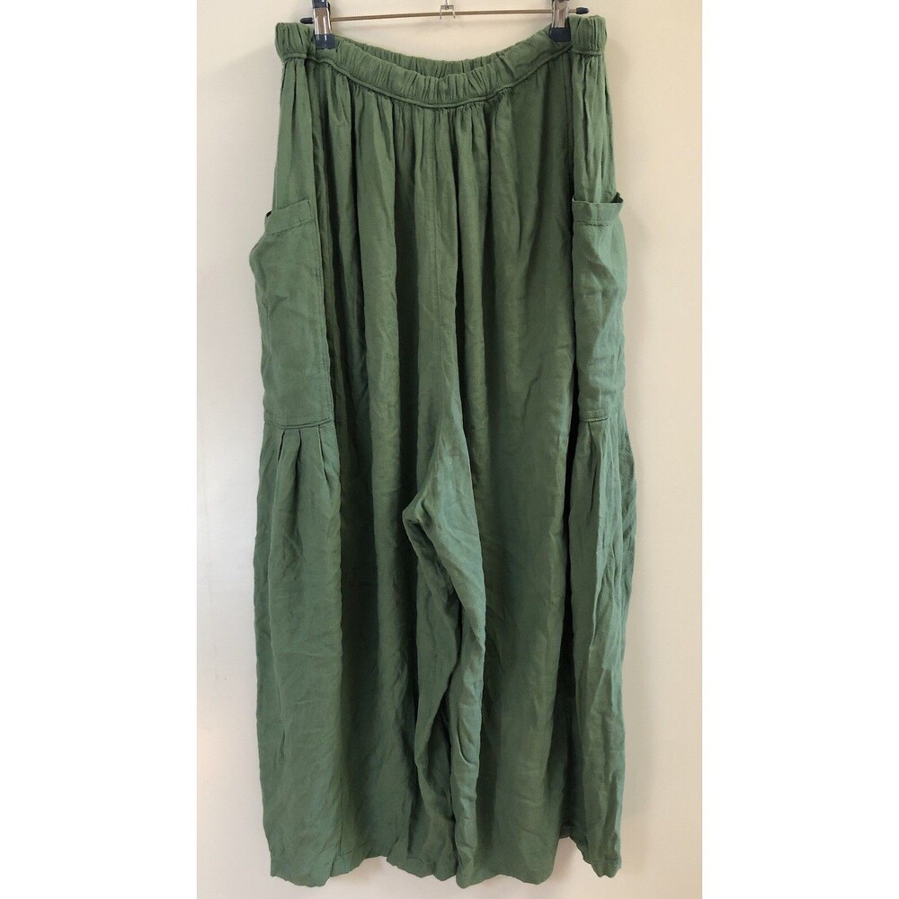 Free People Quinn Pants Pull On Harem Wide Leg Green Large L - Picture 7 of 10